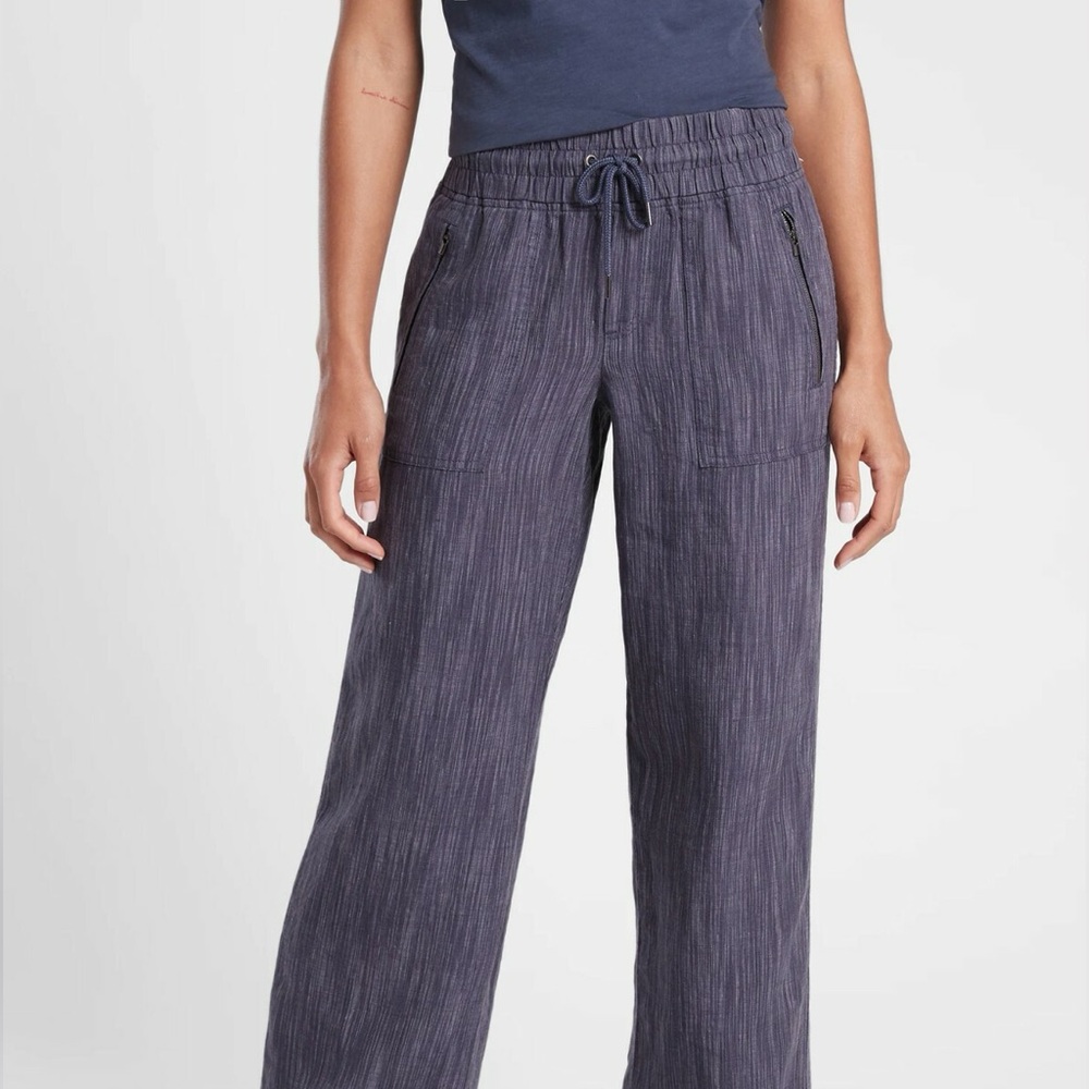 Athleta Cabo linen textured wide leg pant 8
